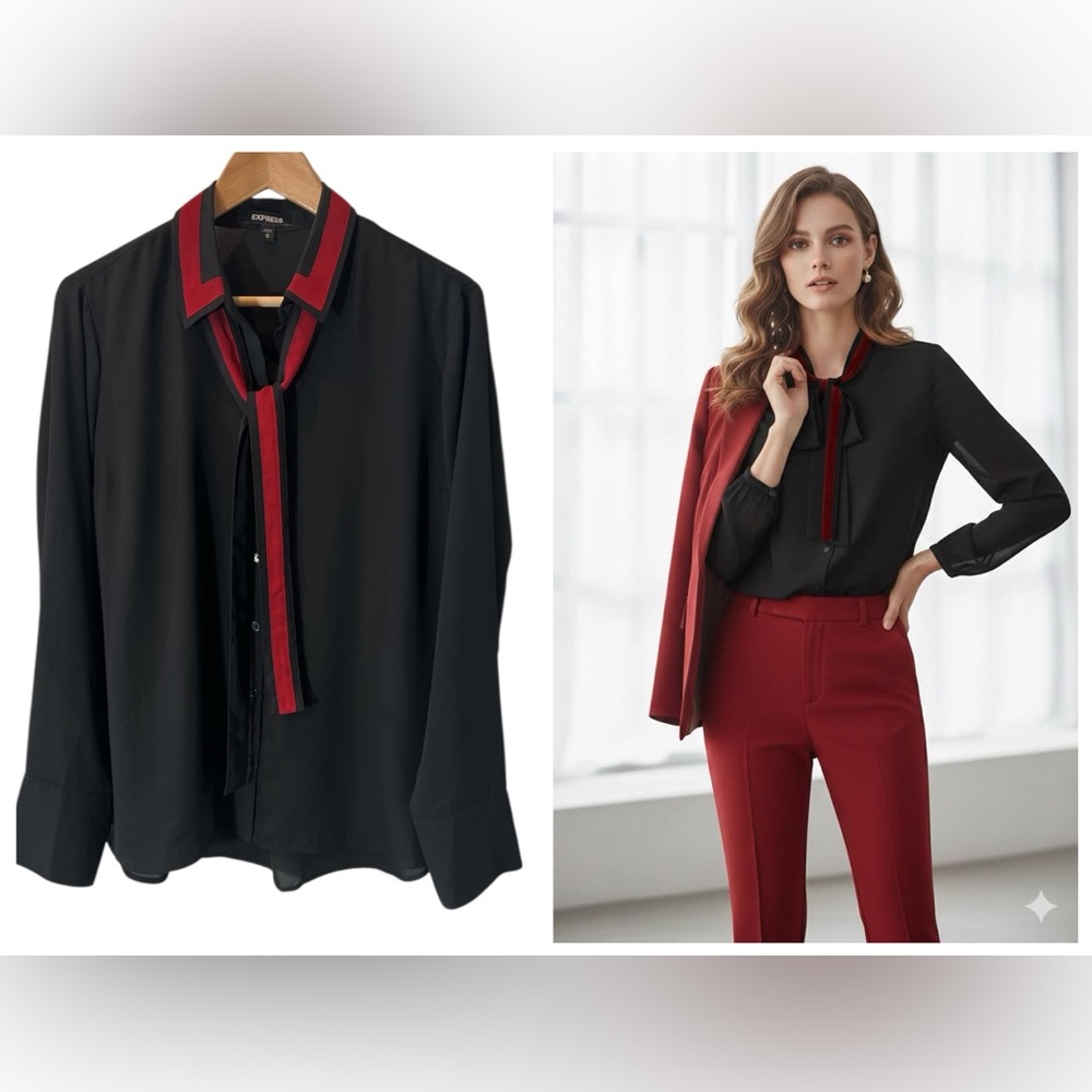 Express Black Top with Red Accents
